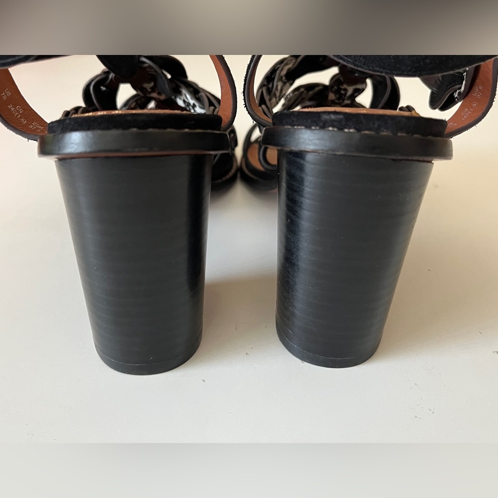 Coach MH Sandal Cll MXM Black Dress Sandals Black Mid Heel Shoes 7B Summer - Picture 7 of 13